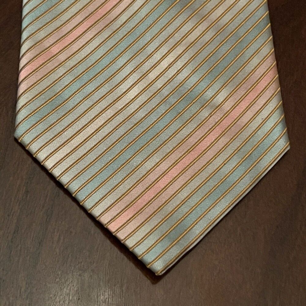 Earvin Magic Johnson Signature Blue Pink Hand Made 100% Silk Made In China